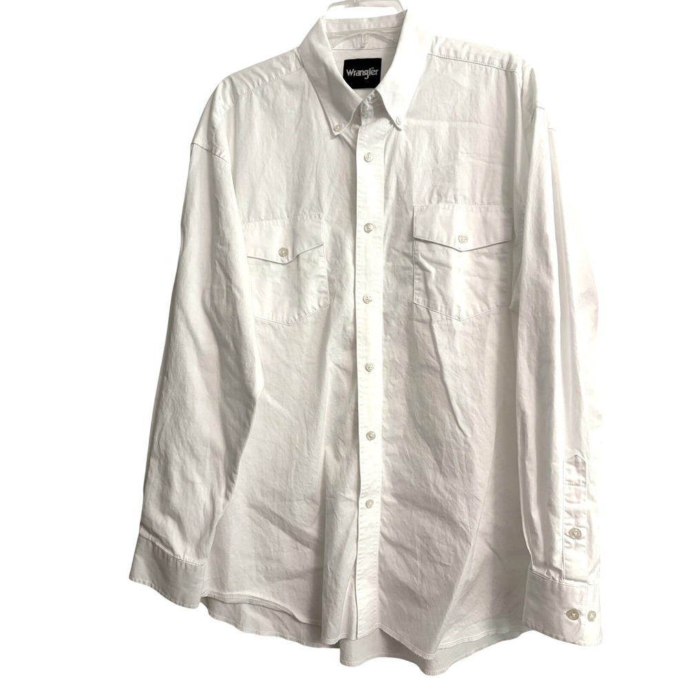 Wrangler Western Shirt XL White, Cowboy, Workwear,‎ Rodeo, Button Down, Mens Top